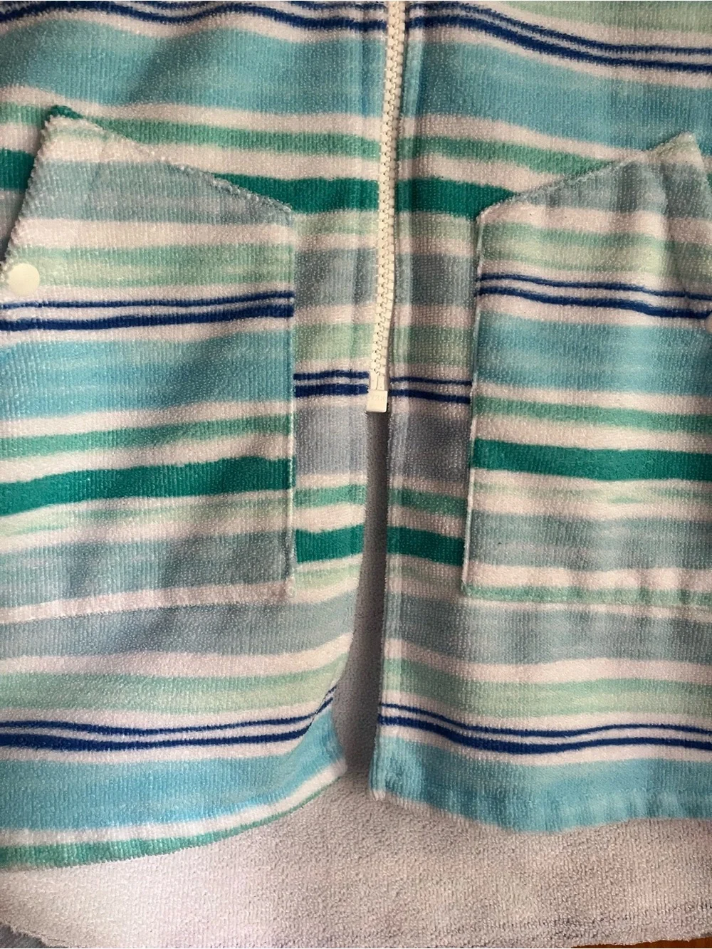 NWOT Tommy Bahama Boys striped swim coverup towel hoodie zip up size 7-12